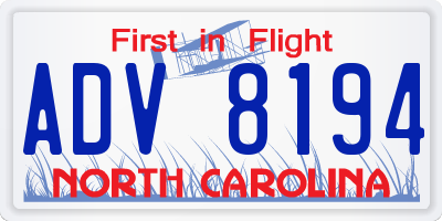 NC license plate ADV8194