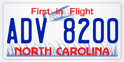 NC license plate ADV8200