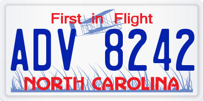 NC license plate ADV8242