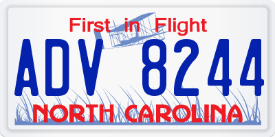 NC license plate ADV8244