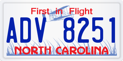 NC license plate ADV8251
