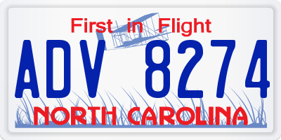 NC license plate ADV8274