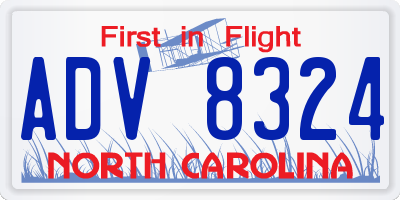 NC license plate ADV8324