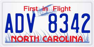 NC license plate ADV8342