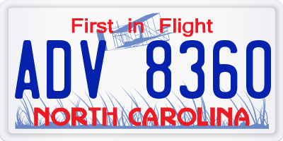 NC license plate ADV8360