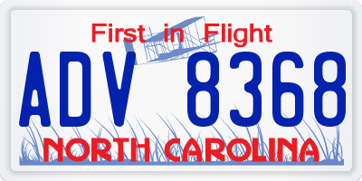 NC license plate ADV8368