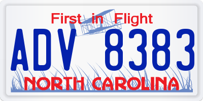 NC license plate ADV8383