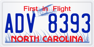 NC license plate ADV8393