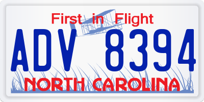 NC license plate ADV8394