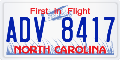 NC license plate ADV8417