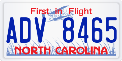 NC license plate ADV8465