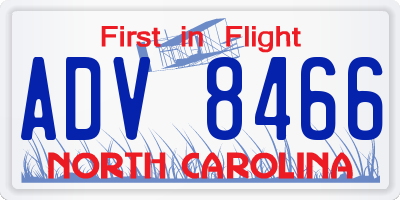NC license plate ADV8466