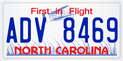 NC license plate ADV8469