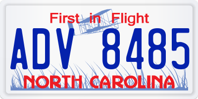 NC license plate ADV8485