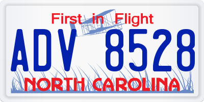 NC license plate ADV8528