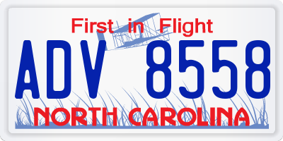 NC license plate ADV8558