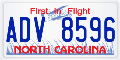 NC license plate ADV8596