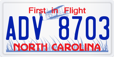 NC license plate ADV8703