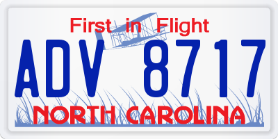 NC license plate ADV8717