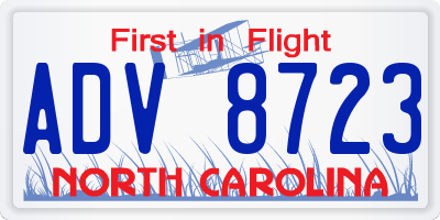 NC license plate ADV8723