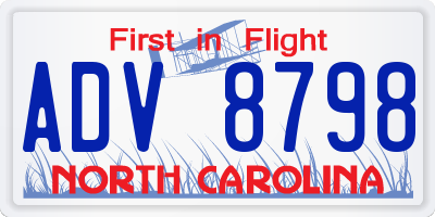 NC license plate ADV8798