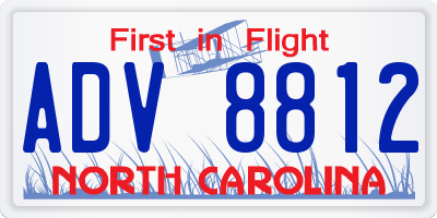 NC license plate ADV8812