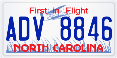 NC license plate ADV8846