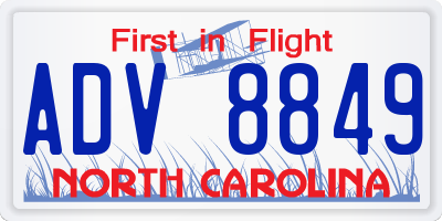 NC license plate ADV8849