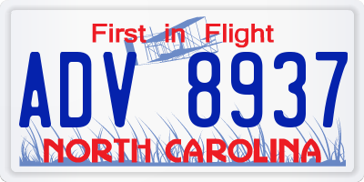 NC license plate ADV8937