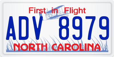 NC license plate ADV8979