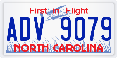 NC license plate ADV9079