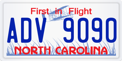 NC license plate ADV9090