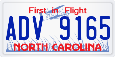 NC license plate ADV9165