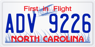 NC license plate ADV9226