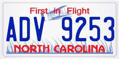 NC license plate ADV9253