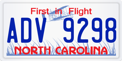 NC license plate ADV9298