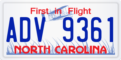 NC license plate ADV9361