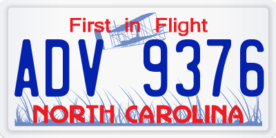 NC license plate ADV9376