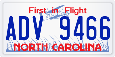 NC license plate ADV9466