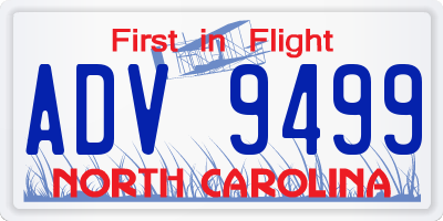 NC license plate ADV9499