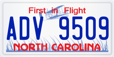 NC license plate ADV9509