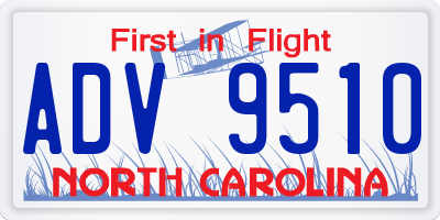 NC license plate ADV9510