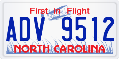 NC license plate ADV9512