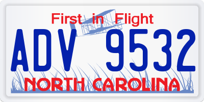 NC license plate ADV9532