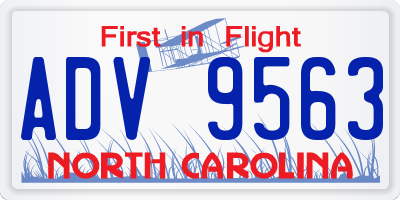 NC license plate ADV9563