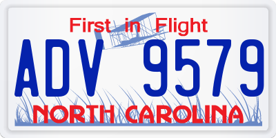 NC license plate ADV9579
