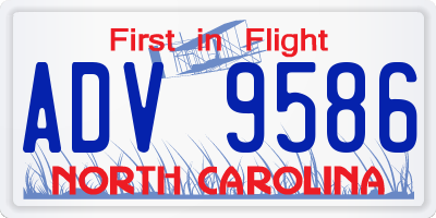 NC license plate ADV9586