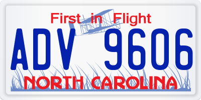 NC license plate ADV9606