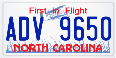 NC license plate ADV9650