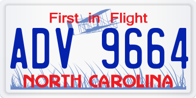NC license plate ADV9664